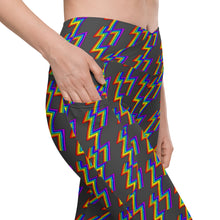 Load image into Gallery viewer, Chakra Lightening Recycled Crossover leggings with pockets