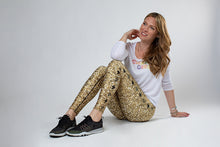 Load image into Gallery viewer, Gold Glitter Chakra High Waist Yoga Leggings
