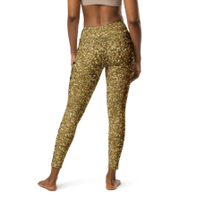 Load image into Gallery viewer, Gold Glitter Chakra High Waist Yoga Leggings