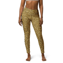Load image into Gallery viewer, Gold Glitter Chakra High Waist Yoga Leggings