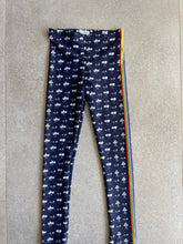 Load image into Gallery viewer, Navy Palm Tree Chakra Stripe Girls Leggings
