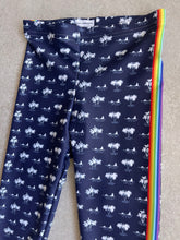Load image into Gallery viewer, Navy Palm Tree Chakra Stripe Girls Leggings