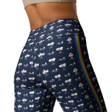 Load image into Gallery viewer, Navy Palm Tree Chakra Stripe High Waist Yoga Leggings