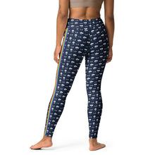 Load image into Gallery viewer, Navy Palm Tree Chakra Stripe High Waist Yoga Leggings