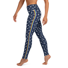 Load image into Gallery viewer, Navy Palm Tree Chakra Stripe High Waist Yoga Leggings