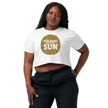 Load image into Gallery viewer, Gold Glitter Womens Crop Top Tee ☀️