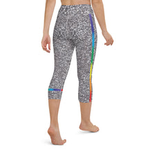 Load image into Gallery viewer, Silver Glitter High Waist Yoga Capri Leggings