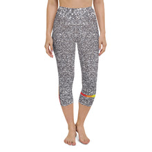 Load image into Gallery viewer, Silver Glitter High Waist Yoga Capri Leggings
