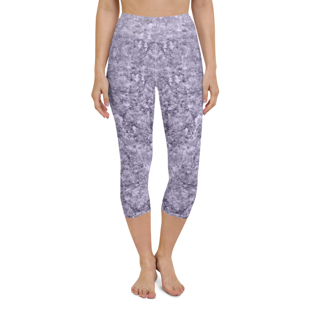 Purple Crystal High Waist Yoga Capri Leggings
