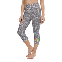 Load image into Gallery viewer, Silver Glitter High Waist Yoga Capri Leggings