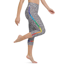 Load image into Gallery viewer, Silver Glitter High Waist Yoga Capri Leggings