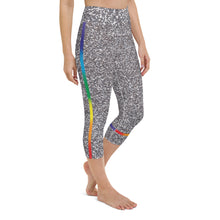 Load image into Gallery viewer, Silver Glitter High Waist Yoga Capri Leggings