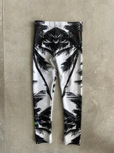 Load image into Gallery viewer, Black + White Palm Tree Girls Leggings