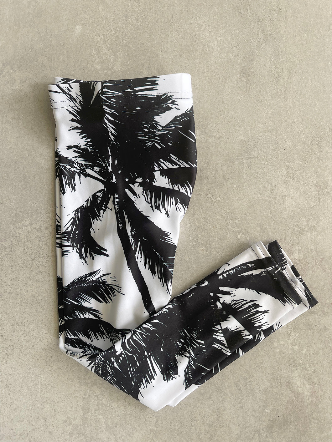 Black + White Palm Tree Girls Leggings