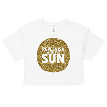 Load image into Gallery viewer, Gold Glitter Womens Crop Top Tee ☀️
