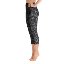 Load image into Gallery viewer, Black Glitter High Waist Yoga Capri Leggings
