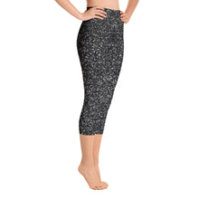 Load image into Gallery viewer, Black Glitter High Waist Yoga Capri Leggings
