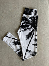 Load image into Gallery viewer, Black + White Palm Tree High Waist Yoga Leggings