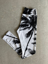 Load image into Gallery viewer, Black + White Palm Tree High Waist Yoga Capri Leggings
