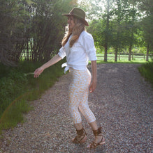 Load image into Gallery viewer, Daisy Orange High Waist Yoga Capri Leggings