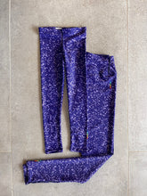 Load image into Gallery viewer, Purple Glitter High Waist Yoga Leggings