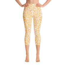 Load image into Gallery viewer, Daisy Orange High Waist Yoga Capri Leggings
