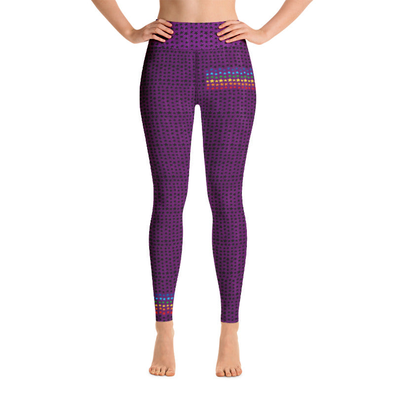Purple Crown Chakra Star High Waist Yoga Long Leggings