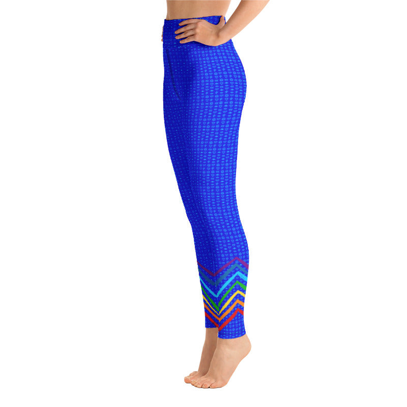 Blue Chakra Symbols High Waist Yoga Leggings