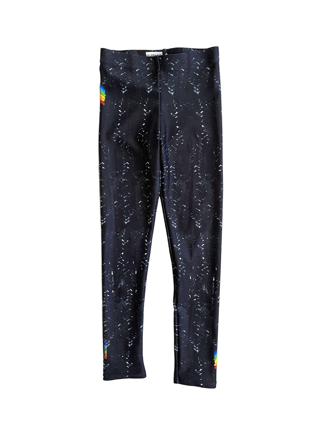 Black Herringbone Girls Leggings