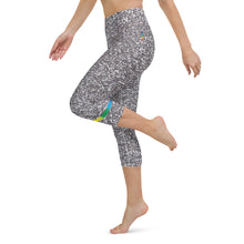 Load image into Gallery viewer, Silver Glitter Chakra Yoga Capri Leggings

