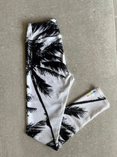 Load image into Gallery viewer, Black + White Palm Tree High Waist Long Leggings
